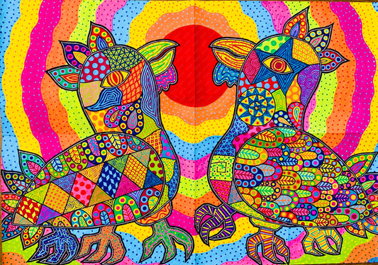 展示用絵画：ニワトリ [作者:山下 恵理]