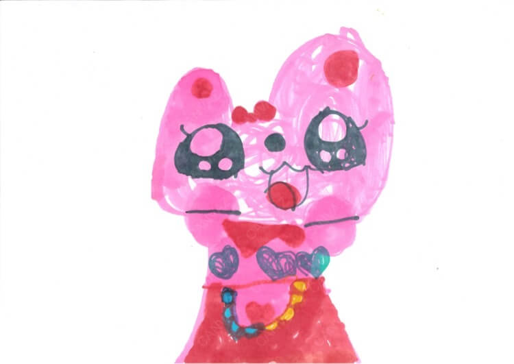展示用絵画：何かいいことあったの？ [作者:篠原 可菜未]