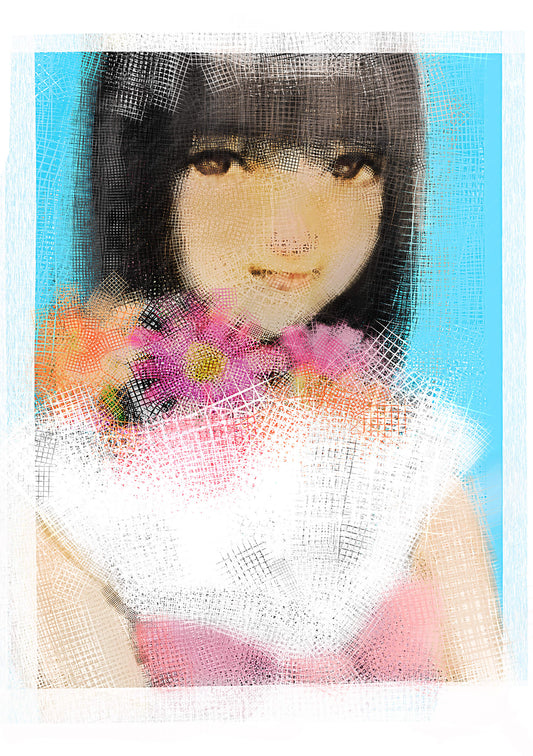展示用絵画：花束と少女 [作者:アトリ]