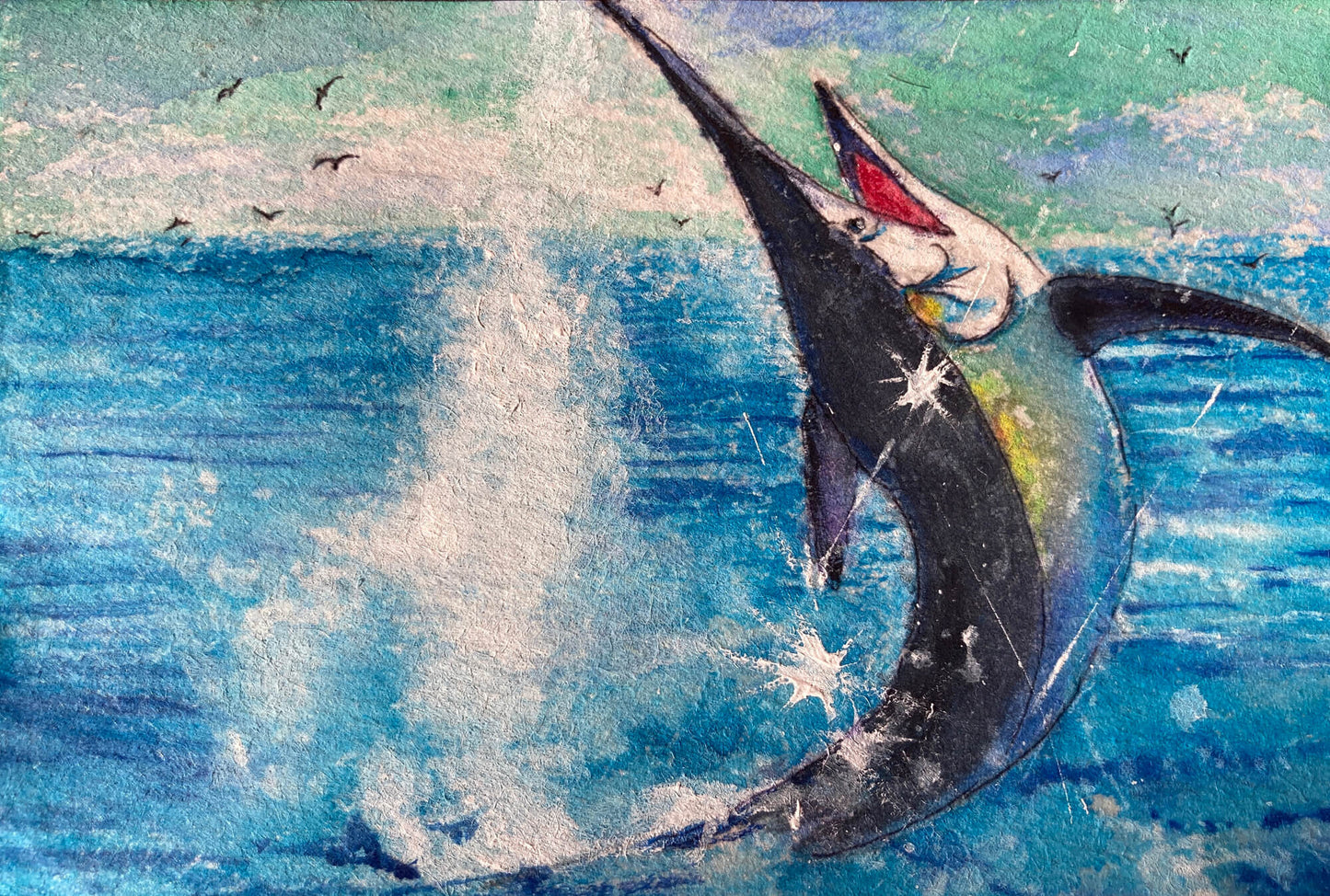 展示用絵画：弾ける碧い海 [作者:よっしー]