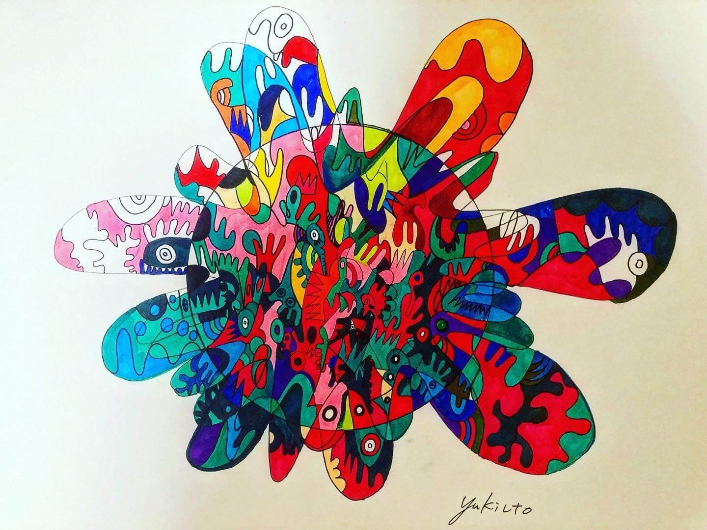 展示用絵画：湧くワクしてる [作者:宇土有樹]
