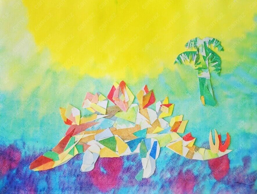 展示用絵画：ステゴサウルス [作者:全盲の画家 オバケのタムタム]
