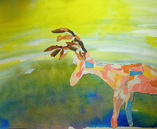 庭にシカがやってきた！ [作者:【全盲の絵描き】オバケのタムタム]