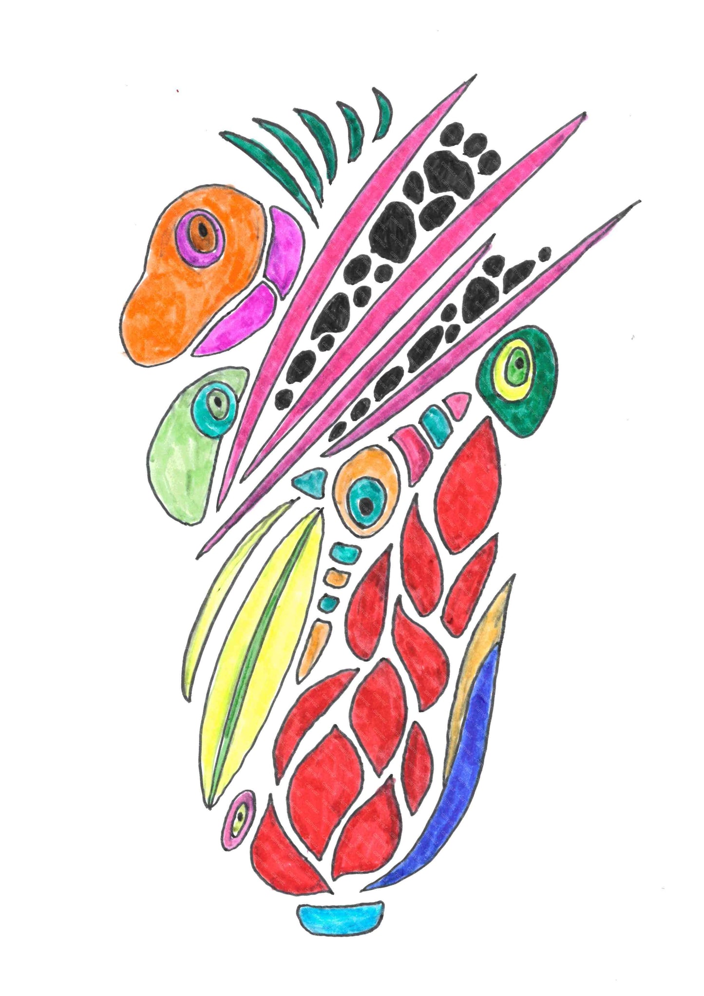 展示用絵画：赤い花 [作者:ともいきアート工房　めぐみ]