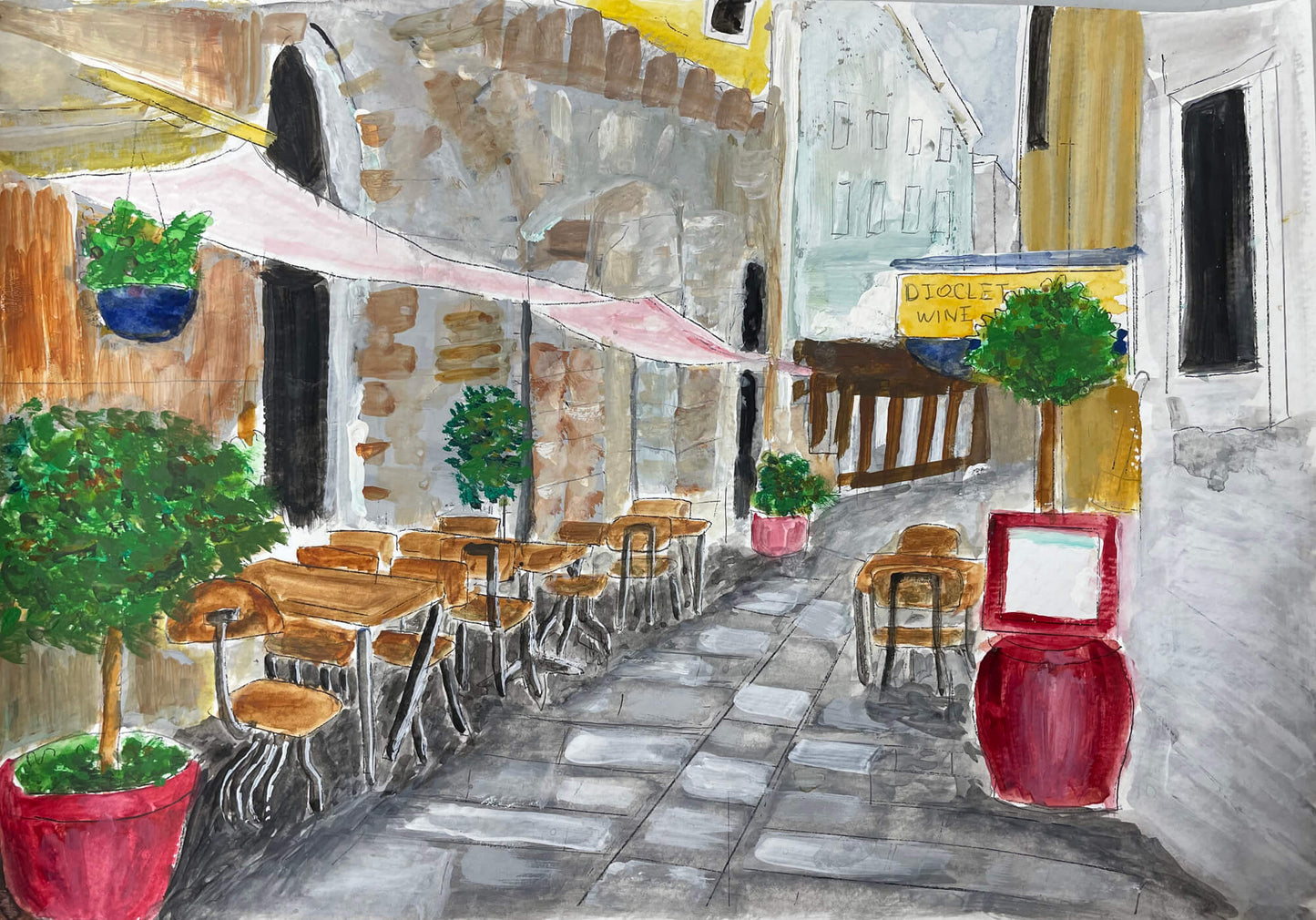 展示用絵画：テラスカフェ [作者:risa]