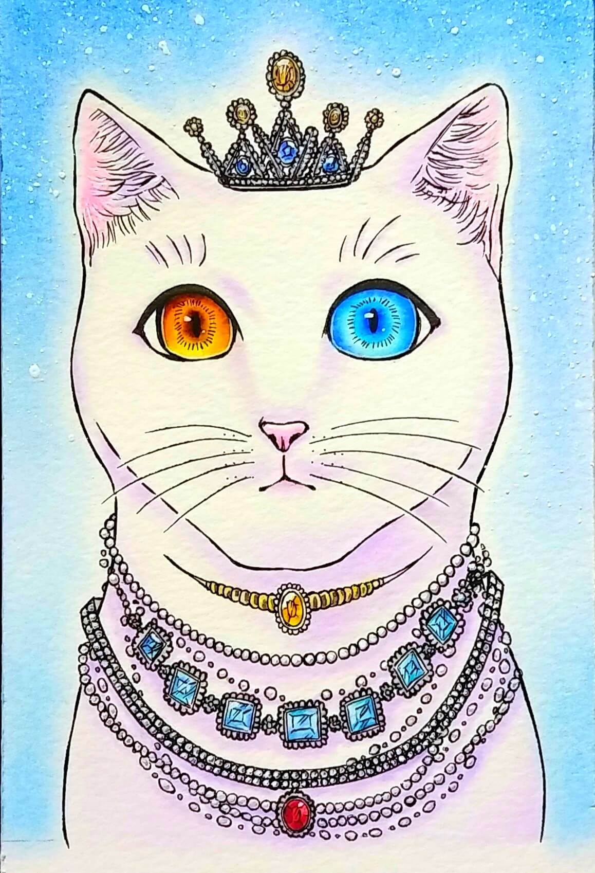 展示用絵画：猫　オッドアイ [作者:ちょび]