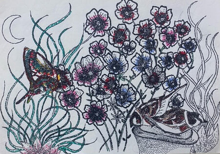 展示用絵画：すずめのともだち [作者:ティナ]