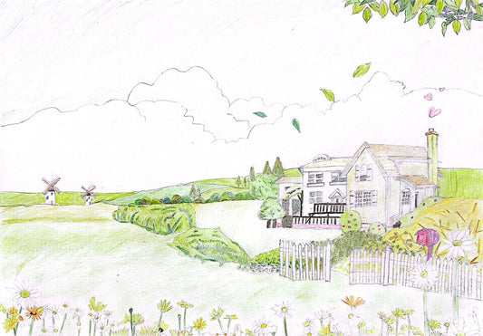 展示用絵画：のどかな風景 [作者:川村　まり]