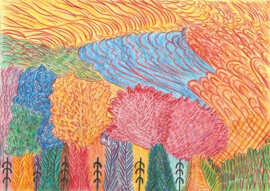 展示用絵画：炎の花園（はなえん） [作者:茂木　進]