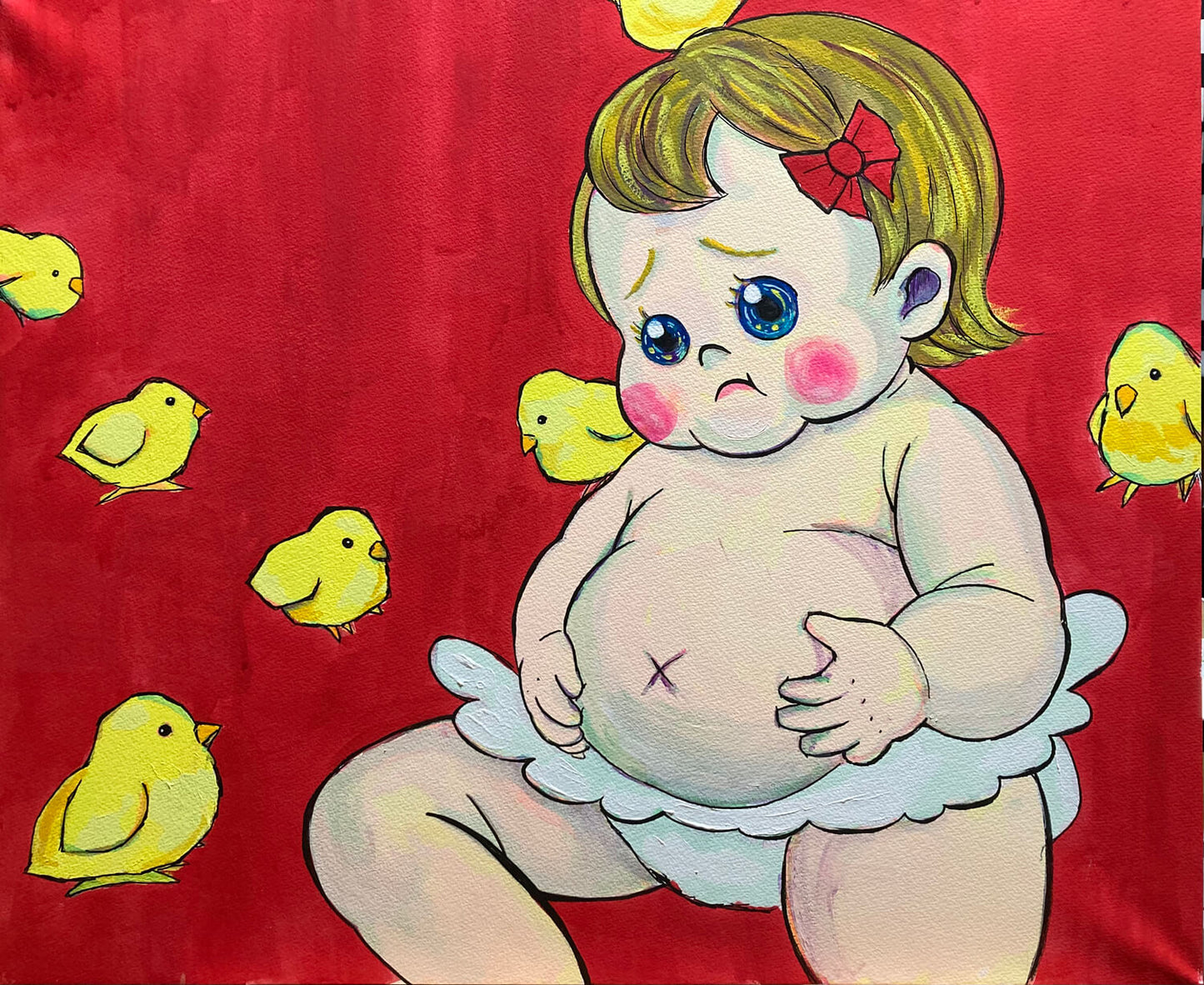 展示用絵画：お腹の脂肪が気になるえて [作者:CHOBI]