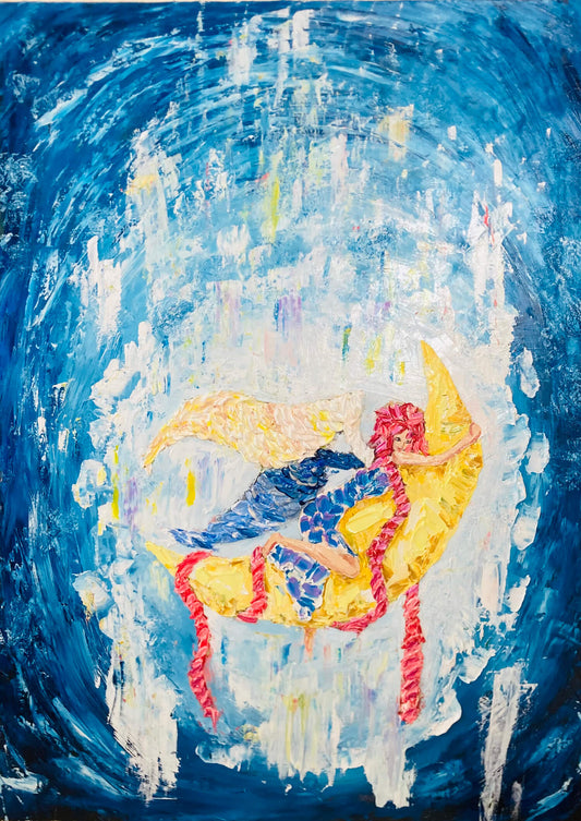 展示用絵画：ゆめ見る月の女の子 [作者:karen]
