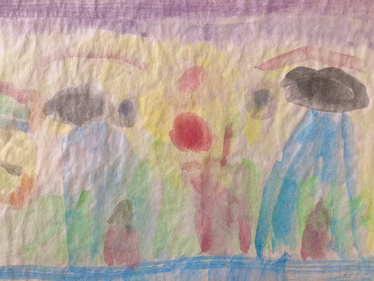 展示用絵画：スイスの夕陽 [作者:とっとちゃん]