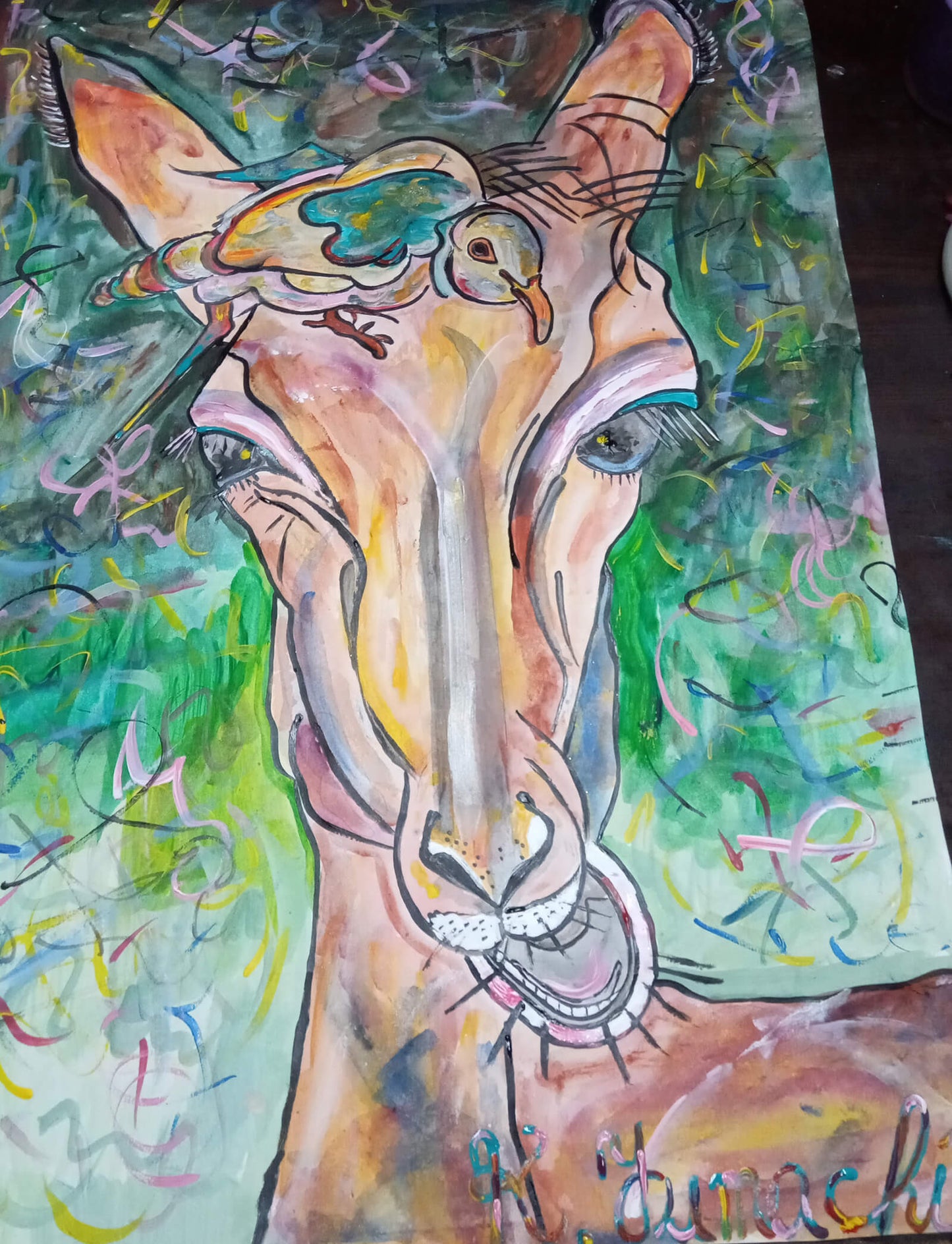 小鳥とインパラ． [作者:湯町 喜美子]