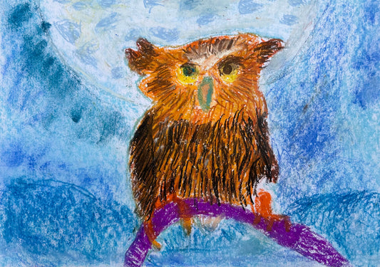 森にとまっているフクロウ [作者:矢持　雅生]