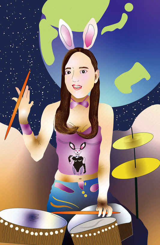 Bunny girl playing drums on the moon [作者:Ｊｏｇｉ＝ヨギ＝]